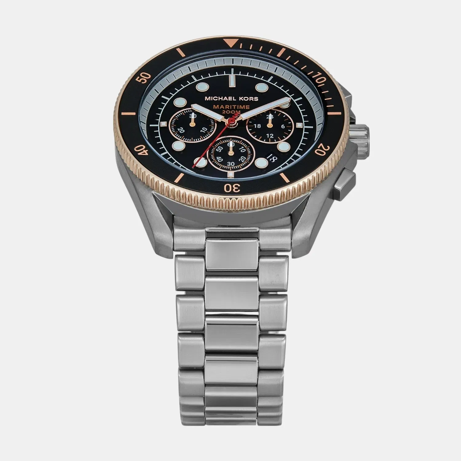 Michael Kors Maritime Men Quartz Black Dial Chronograph Stainless Steel Watch Mk9204