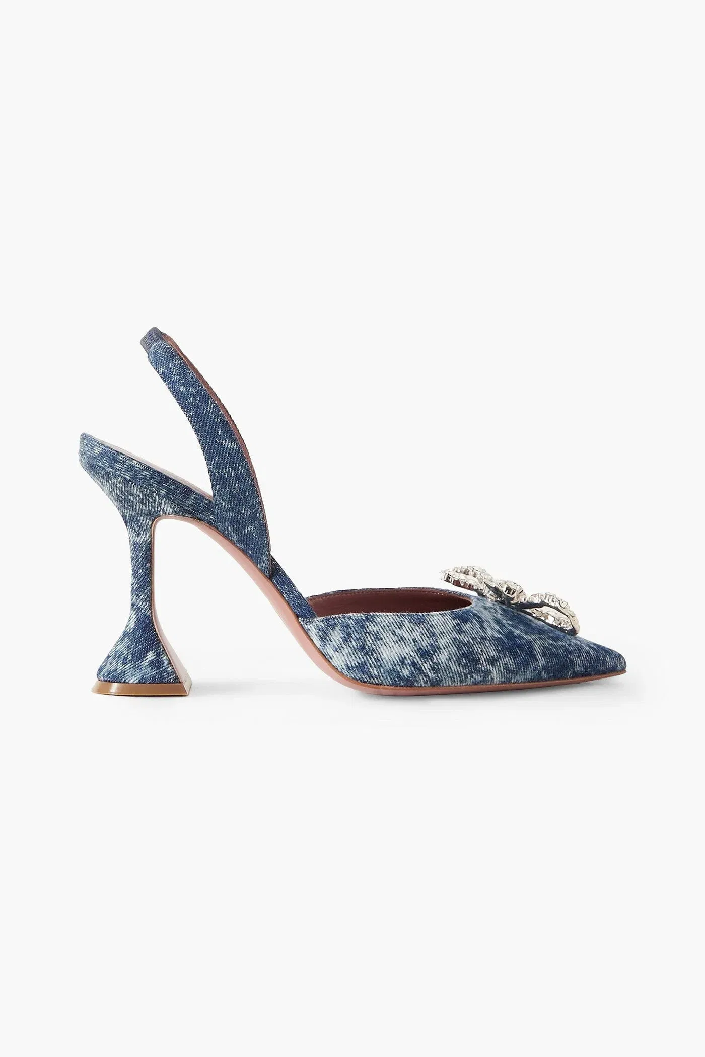 Amina Muaddi Rosie Crystal-Embellished Denim Slingback Pumps Mid Denim Women's
