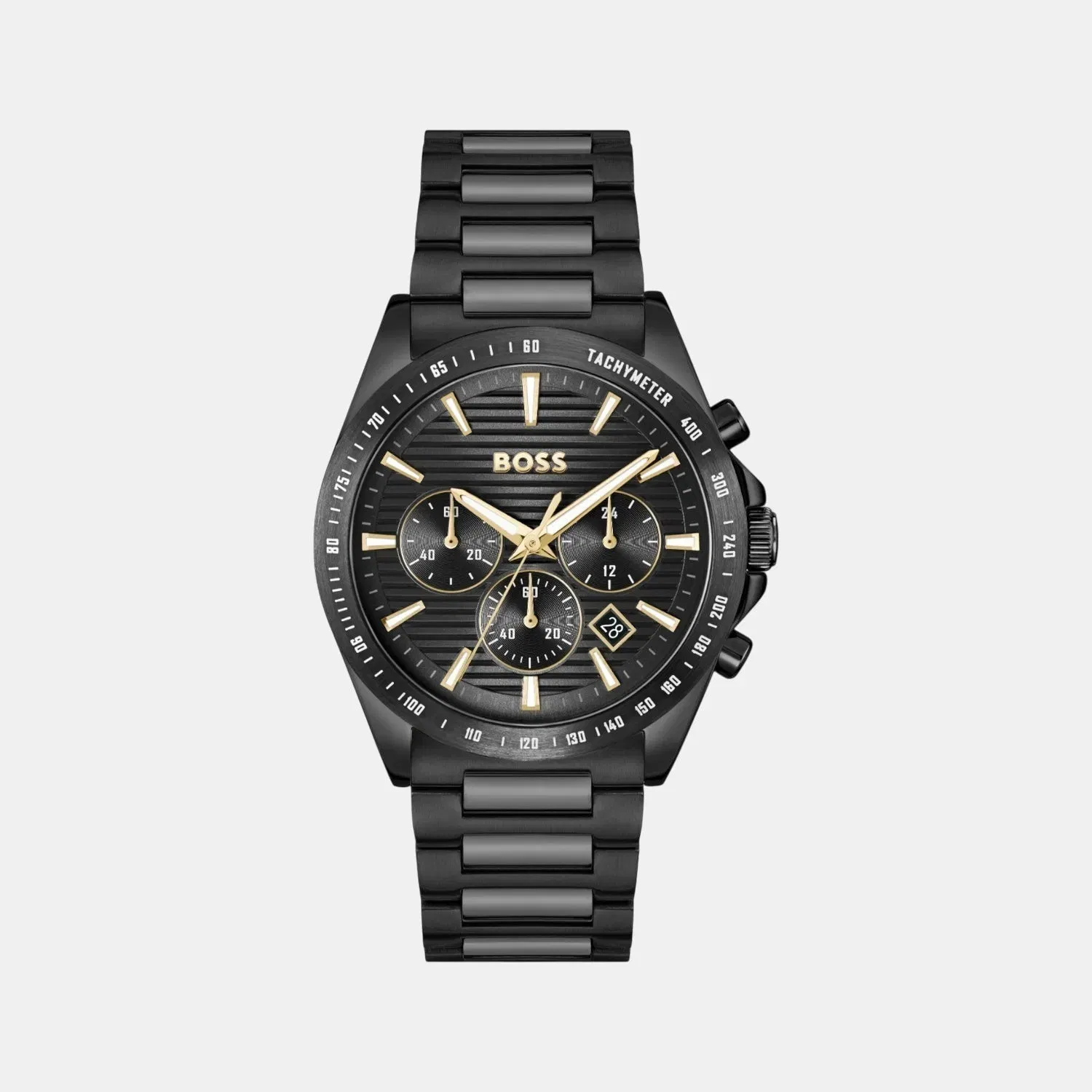 Boss Strike Men Quartz Black Dial Chronograph Stainless Steel Watch 1514291