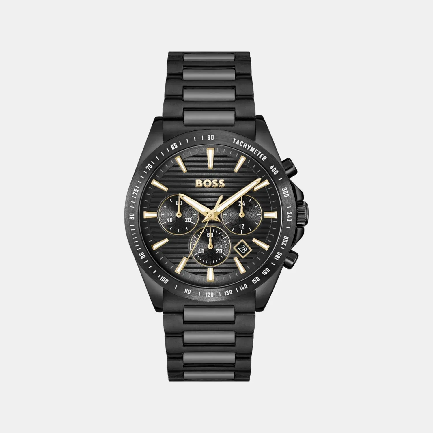 Boss Strike Men Quartz Black Dial Chronograph Stainless Steel Watch 1514291