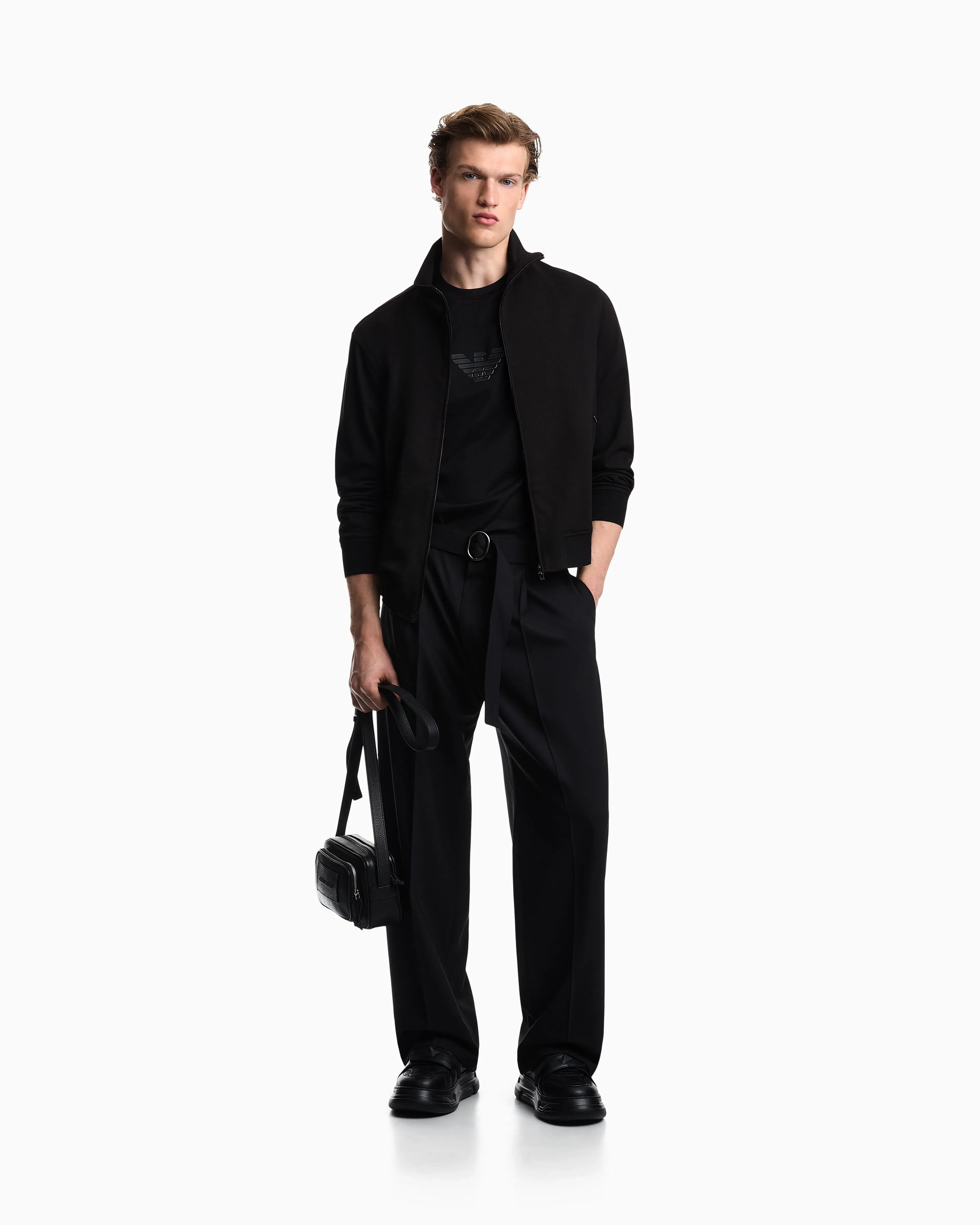 Emporio Armani Blouson in waffle-effect armure fabric