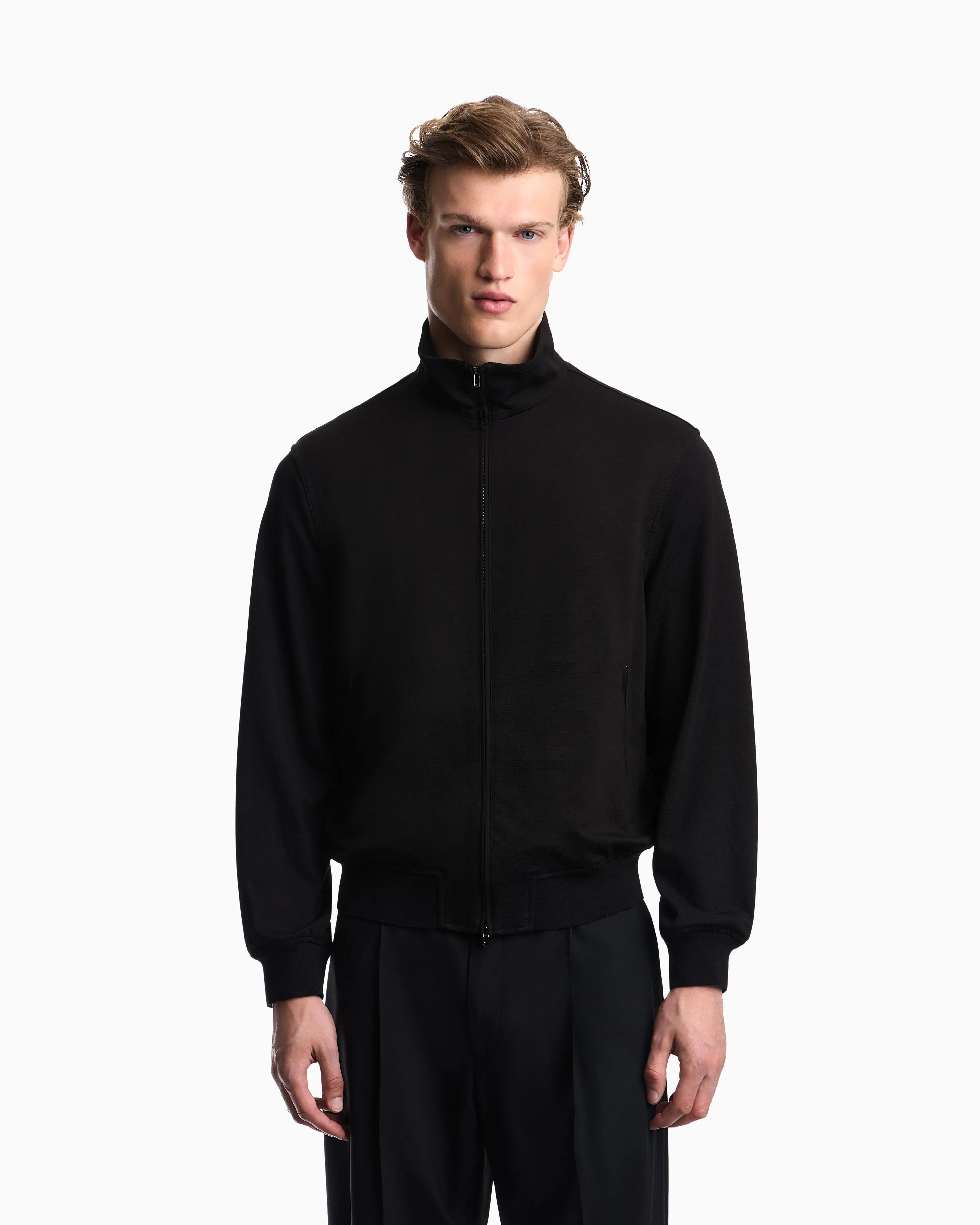 Emporio Armani Blouson in waffle-effect armure fabric