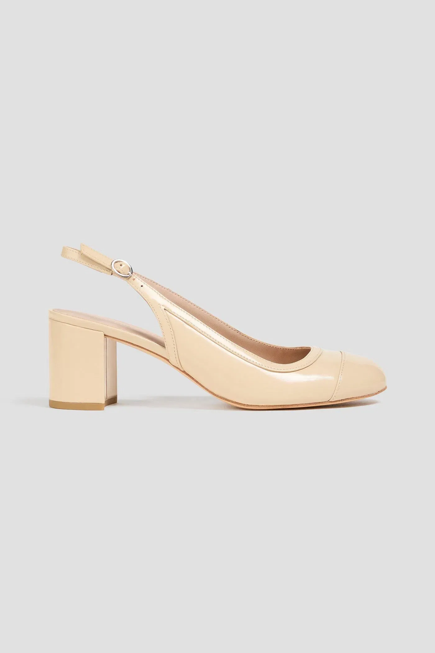 Stuart Weitzman Celina 60 Patent-Leather Slingback Pumps Cream Women's