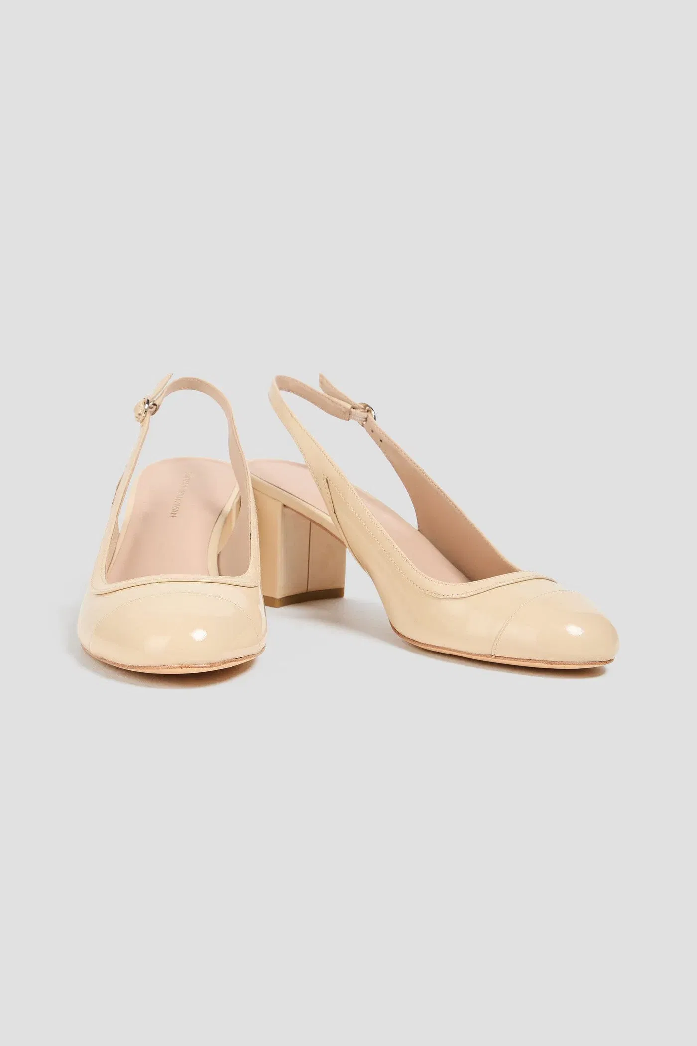 Stuart Weitzman Celina 60 Patent-Leather Slingback Pumps Cream Women's