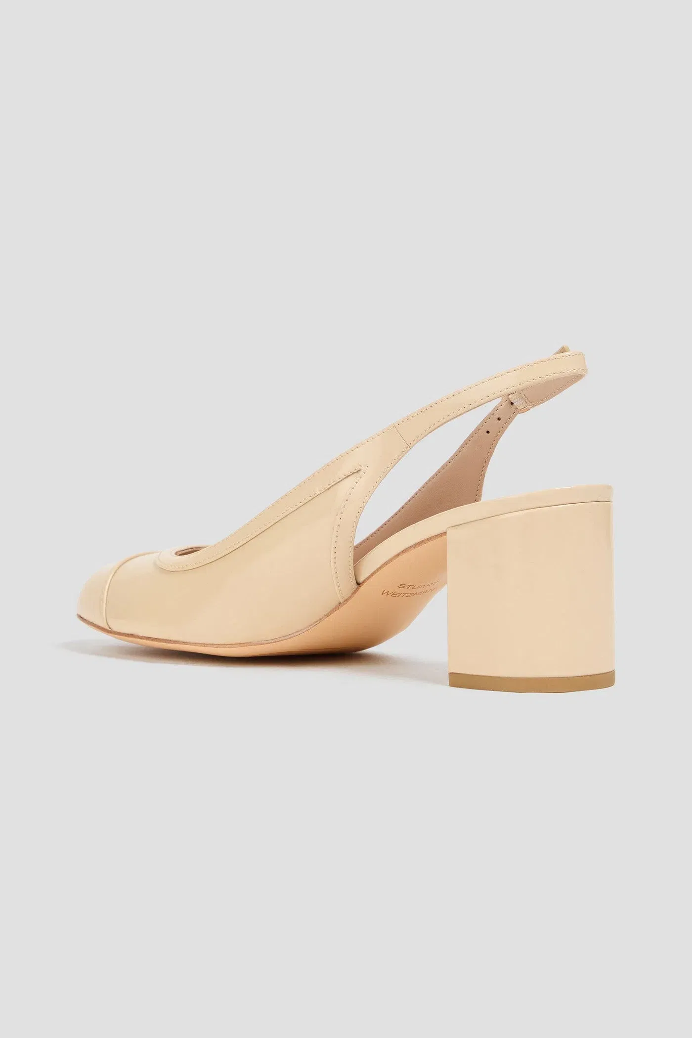 Stuart Weitzman Celina 60 Patent-Leather Slingback Pumps Cream Women's