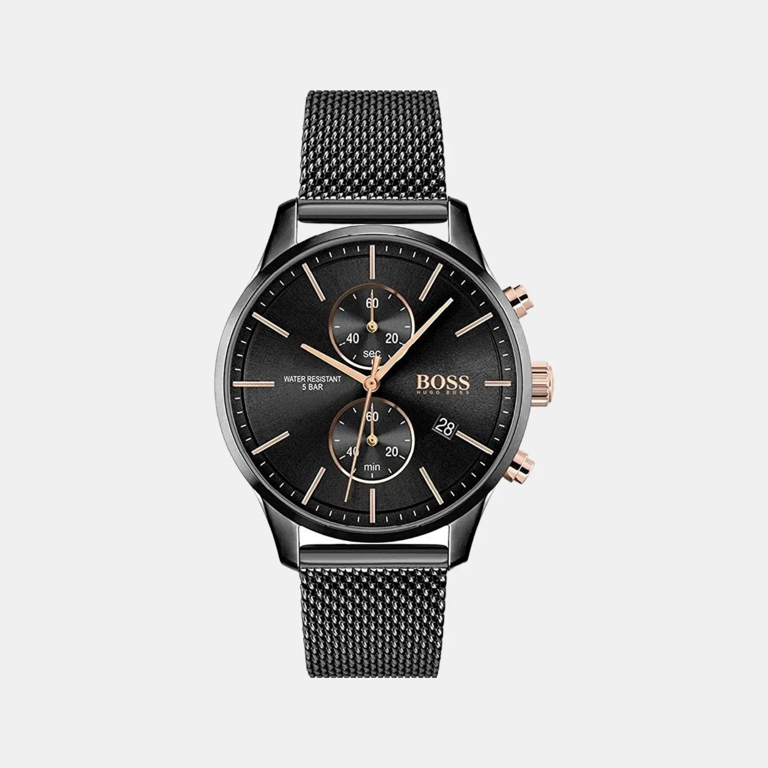 Boss Associate Men Quartz Black Dial Chronograph Stainless Steel Watch 1513811