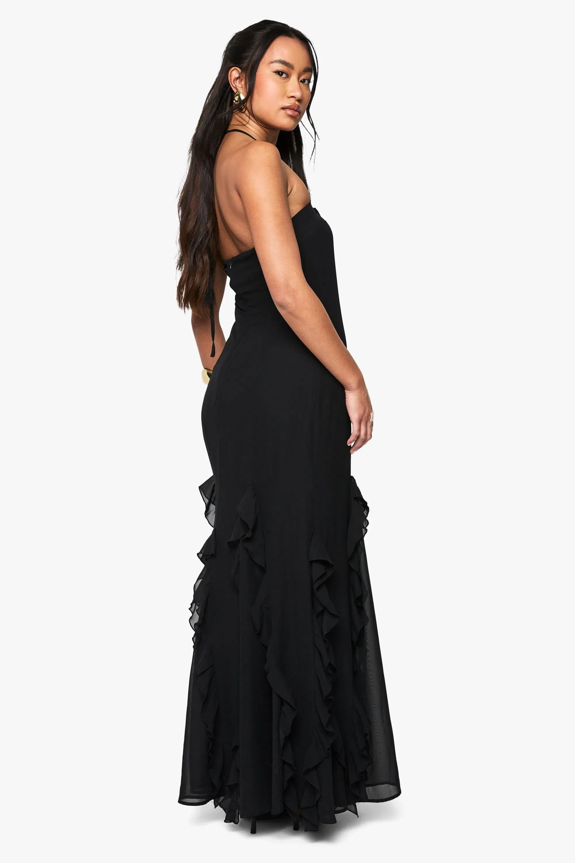 Ruffle Hem Strappy Maxi Dress