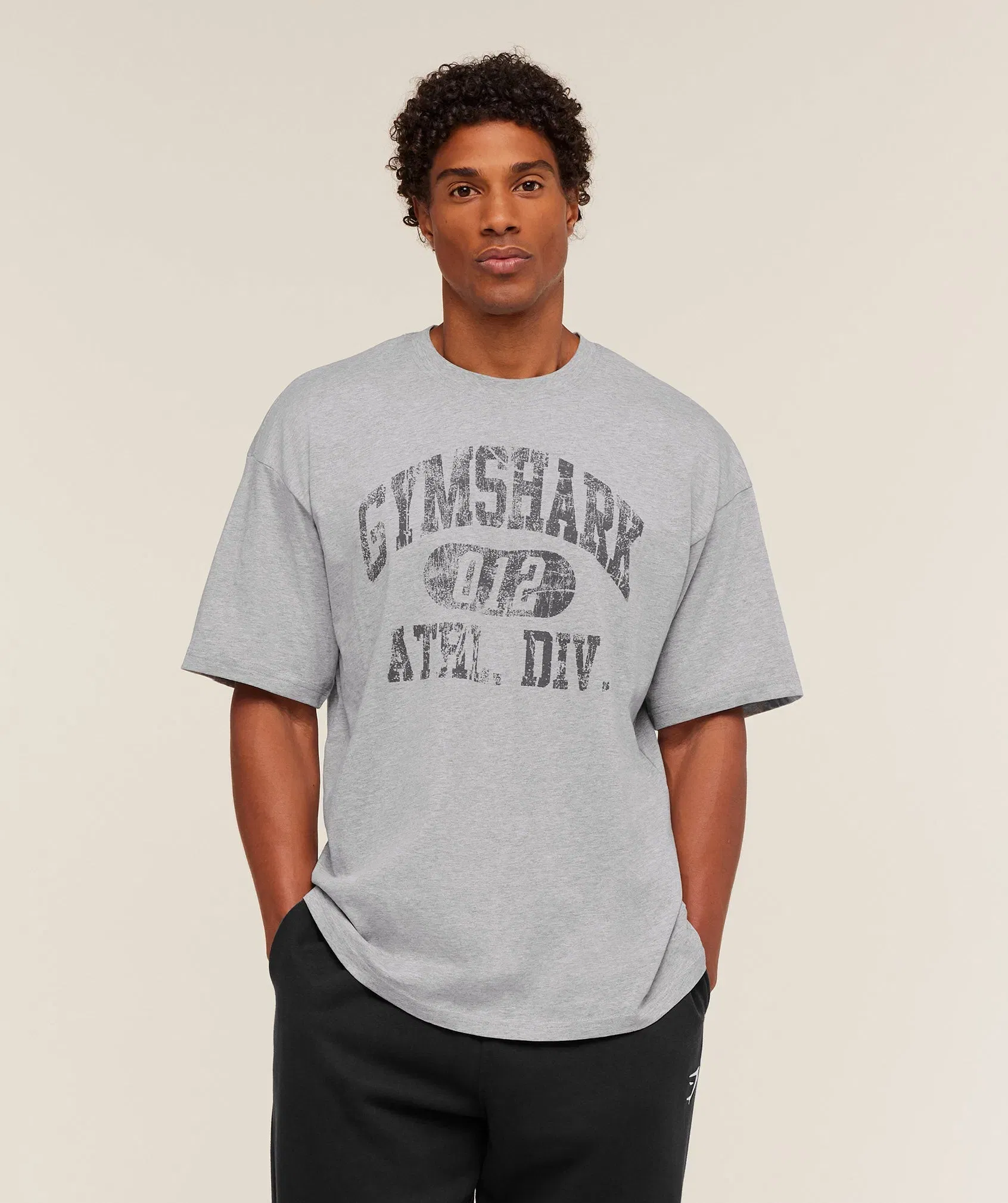 Gymshark Athletic Division Graphic T-Shirt - Light Grey Core Marl