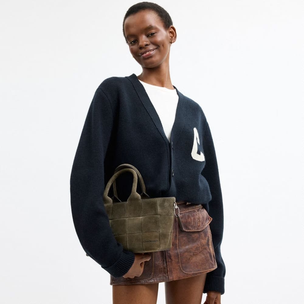 Coach Alter/Ego Small Tote Bag In Upcrafted Suede in Olive Suede