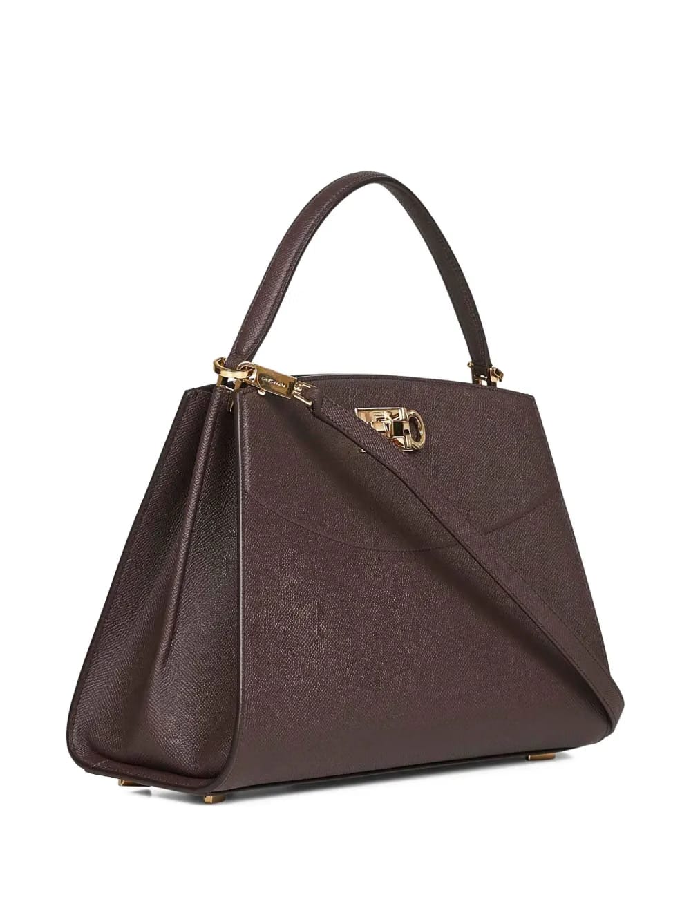 Gancio-clasp hammered calfskin tote bag