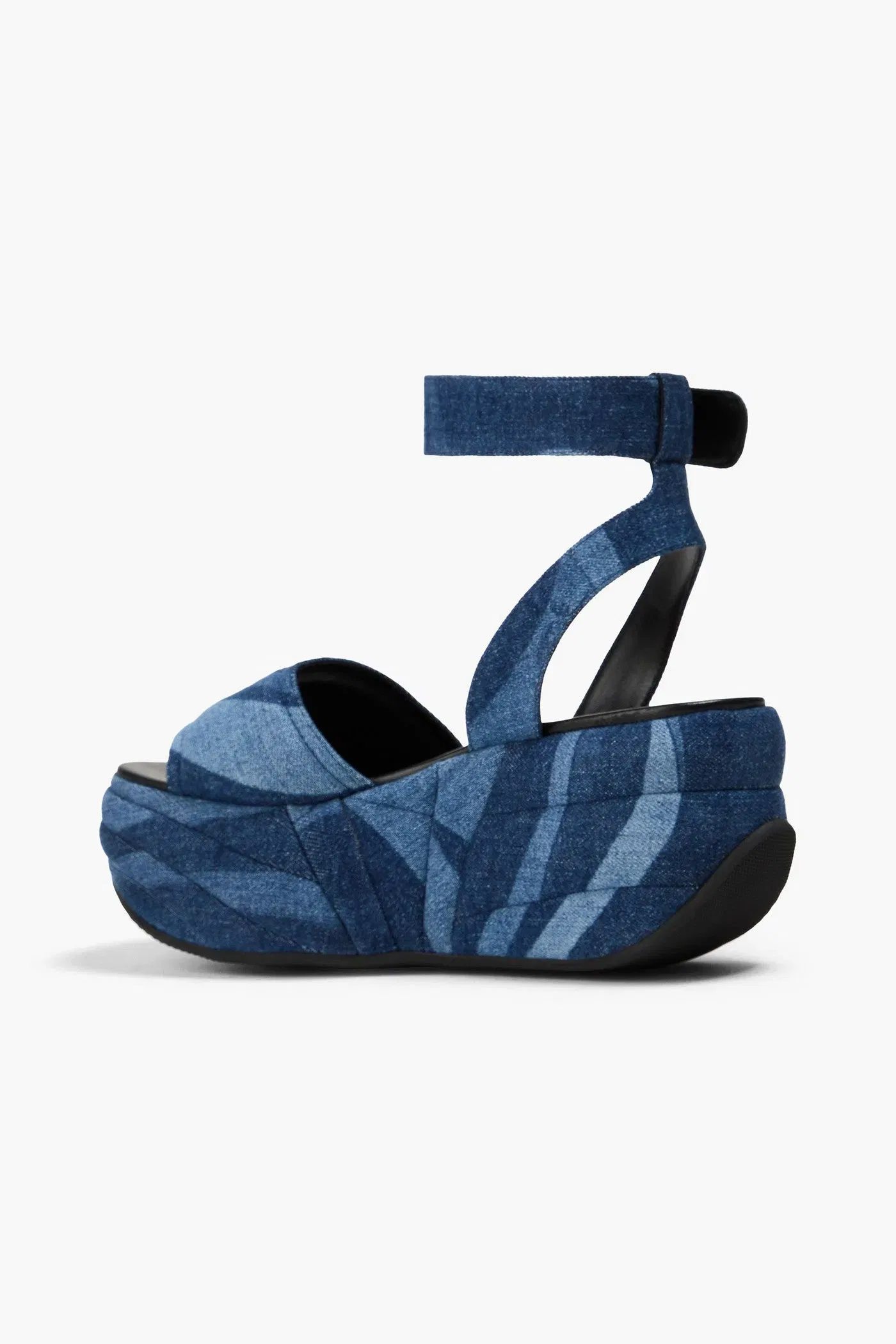 Pucci Quilted Printed Denim Platform Sandals Mid Denim Women's