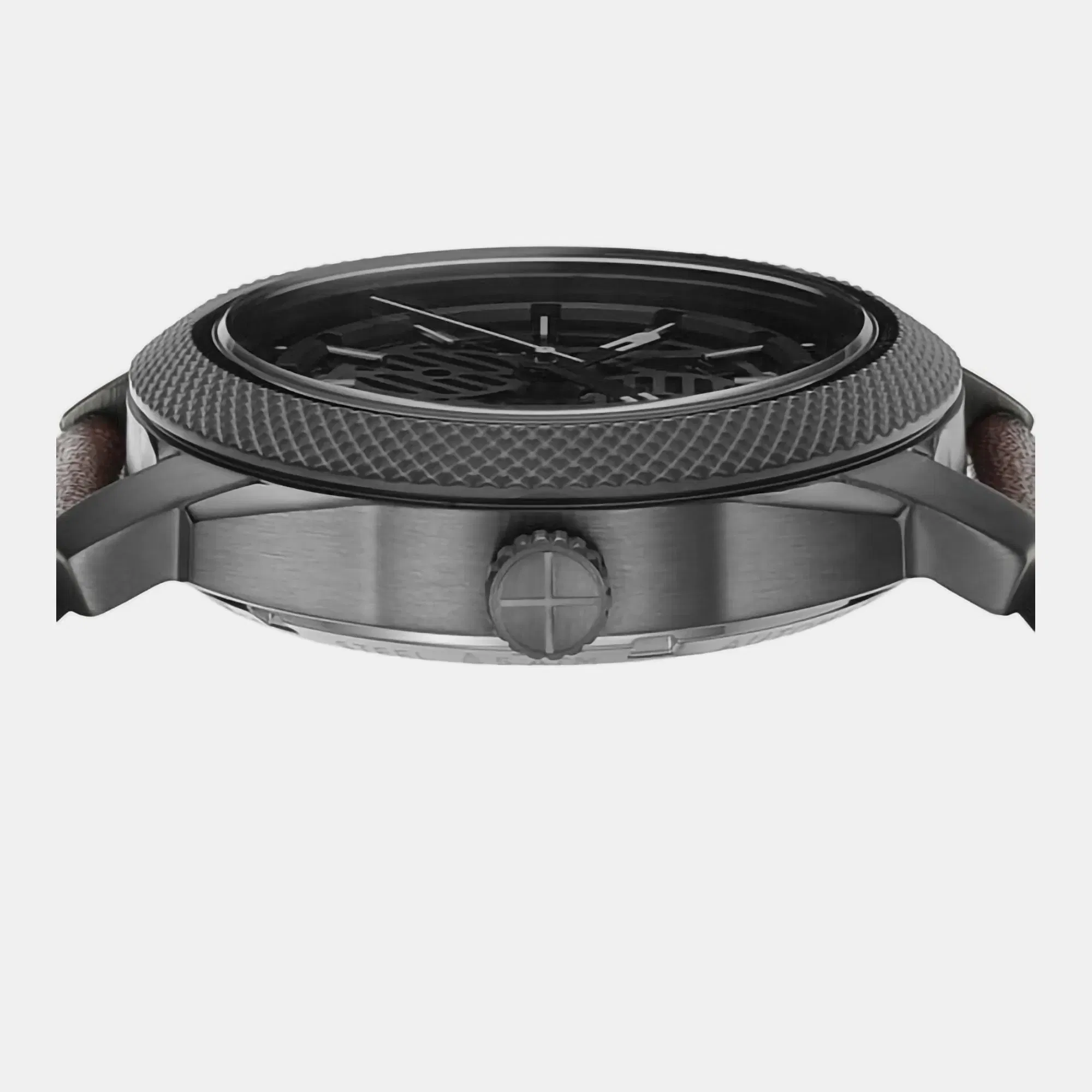 Fossil Machine Men Automatic Grey Dial Analog Leather Watch Me3254