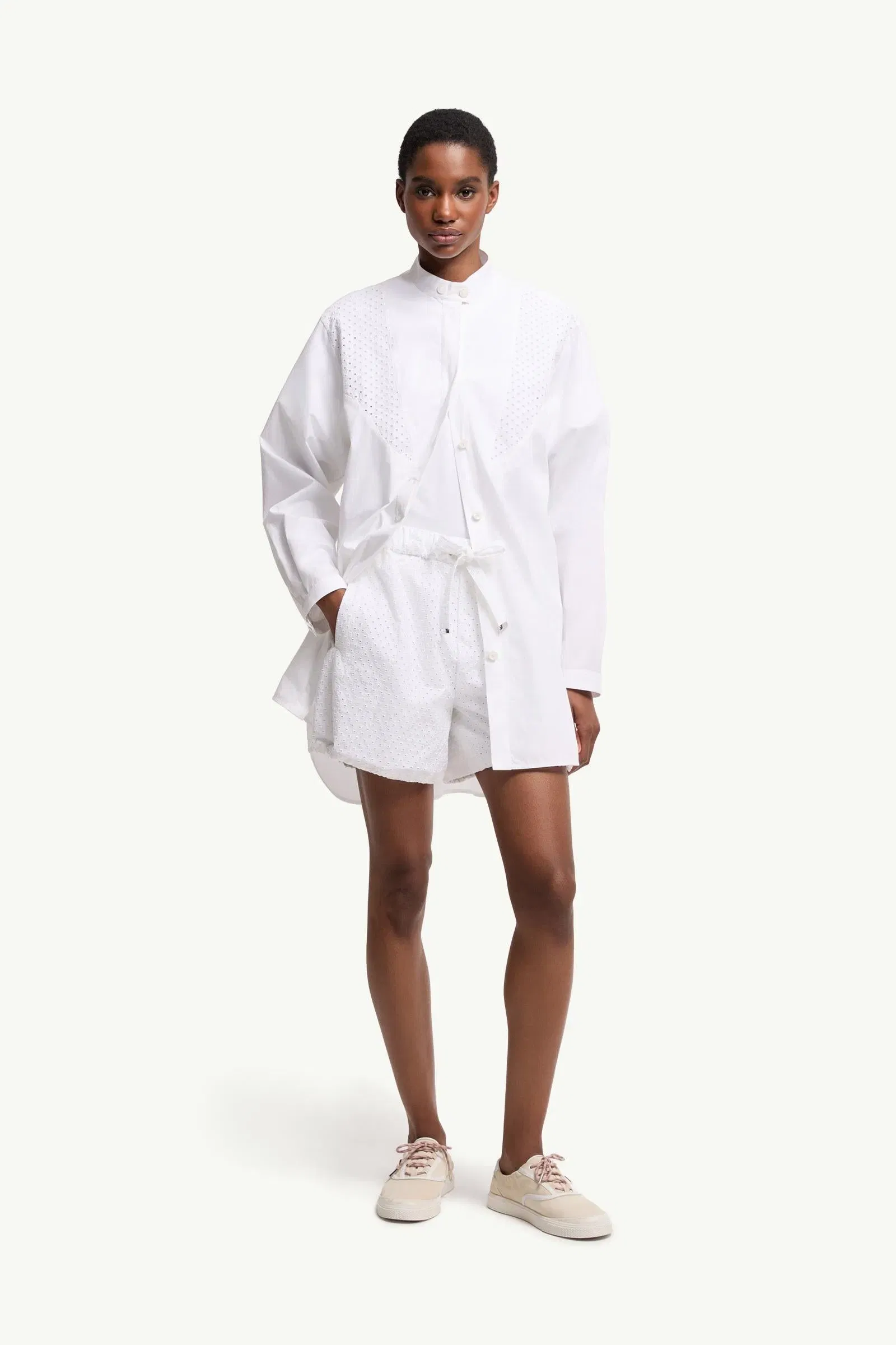Moncler San Gallo & Cotton Poplin Shorts White White