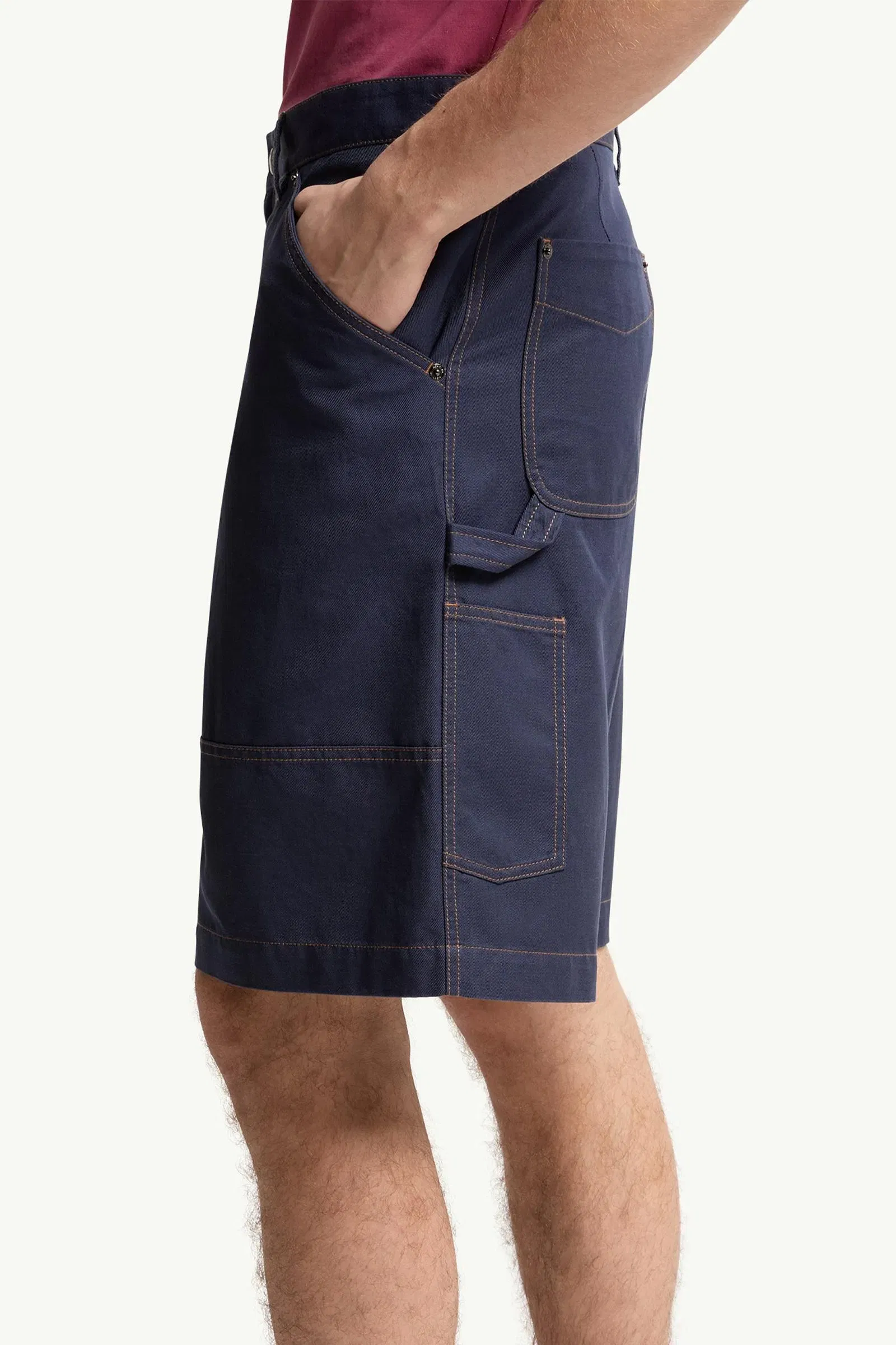 Moncler Linen & Cotton Gabardine Cargo Shorts Navy Blue Navy Blue