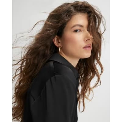 Black Satin Long Sleeve Slim Fit Shirt