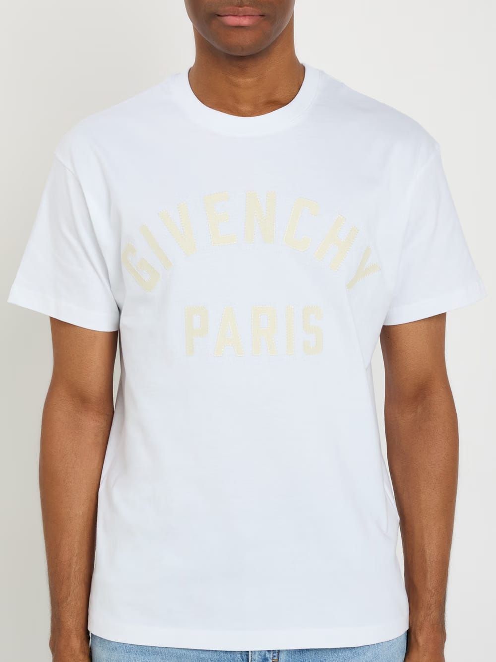 Givenchy Yellow Applique Logo T-Shirt in White