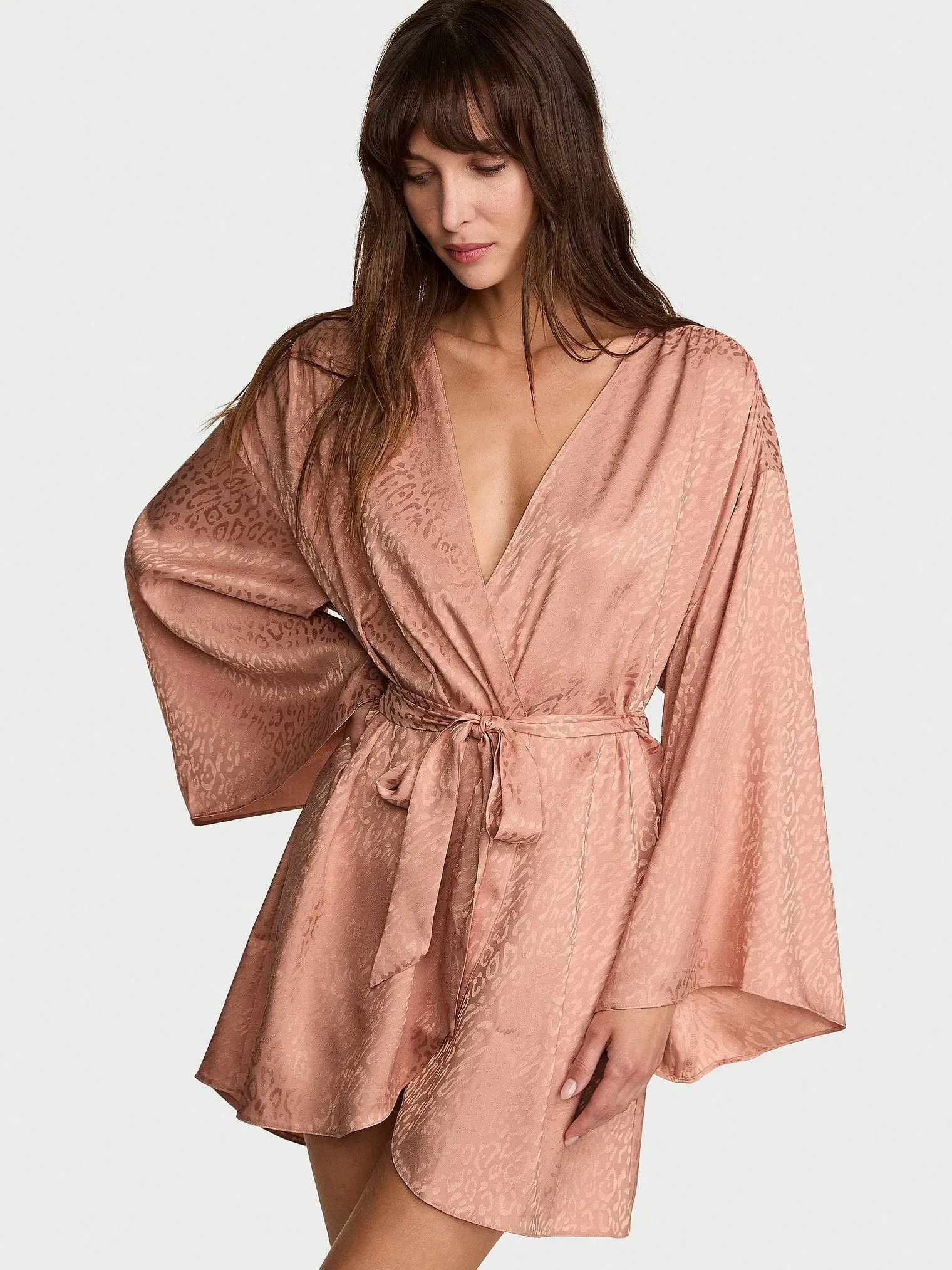 Leopard Jacquard Satin Short Robe