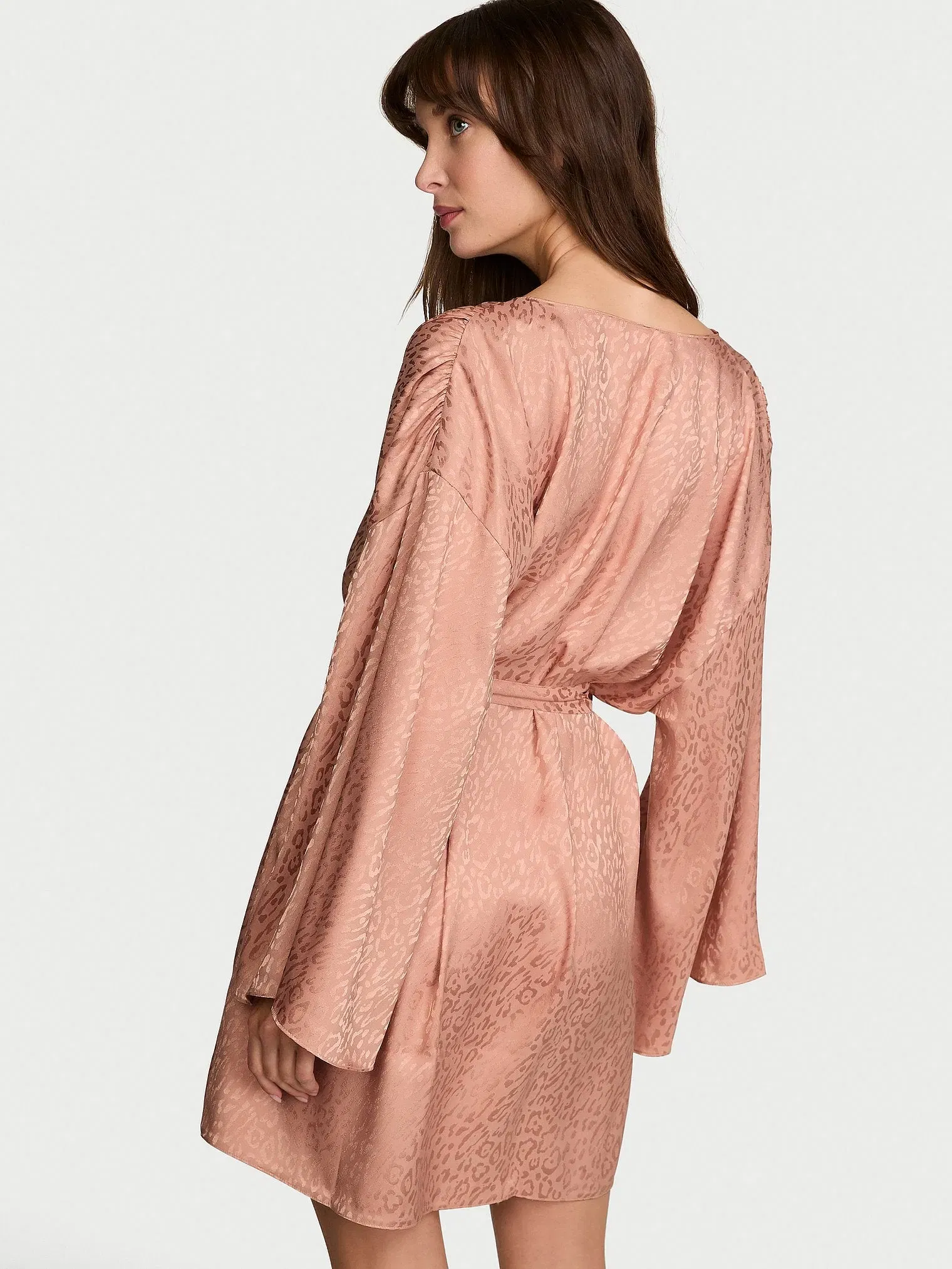 Leopard Jacquard Satin Short Robe