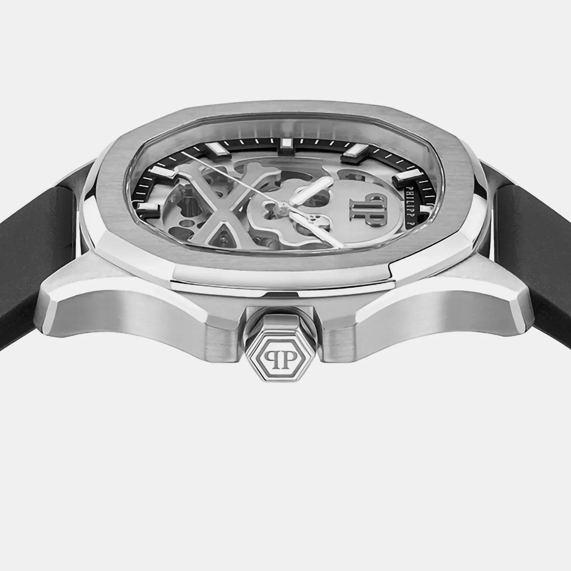 Philipp Plein High-Iconic Men Automatic Silver Dial Analog Silicone Watch Pwraa0123