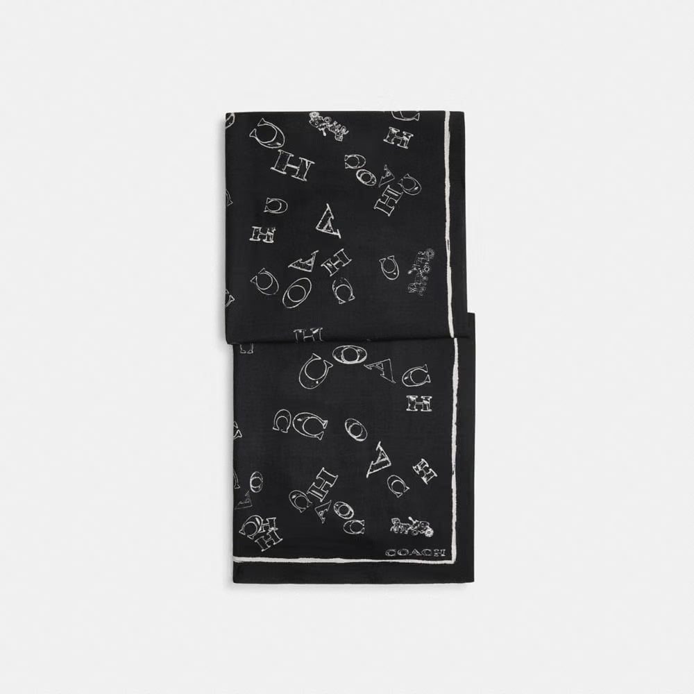 Coach Scattered Coach Print Wrap Black