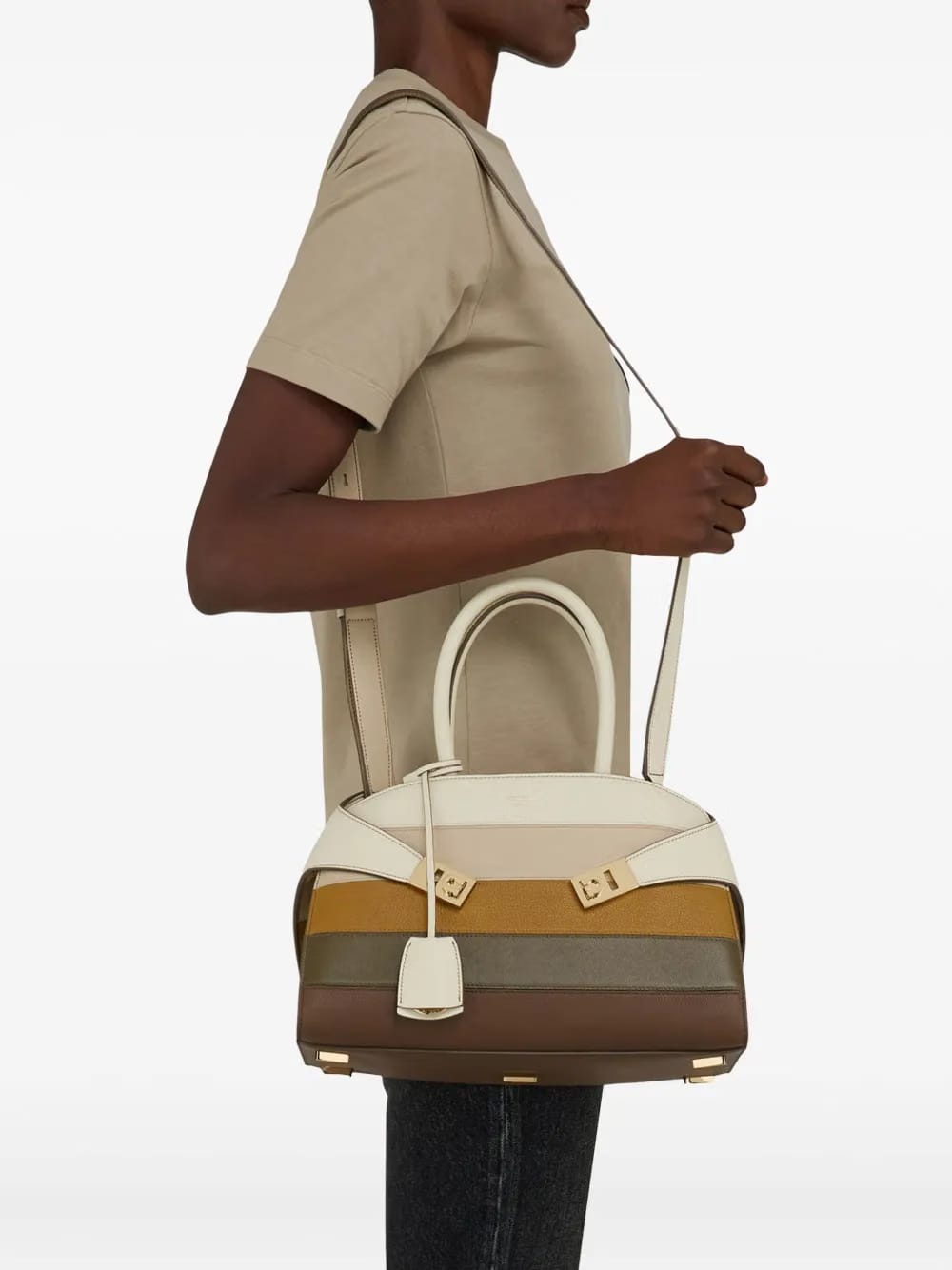 Hug dual-tone structured handbag