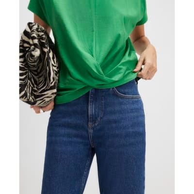 Green Short Sleeve Twist Front T-Shirt