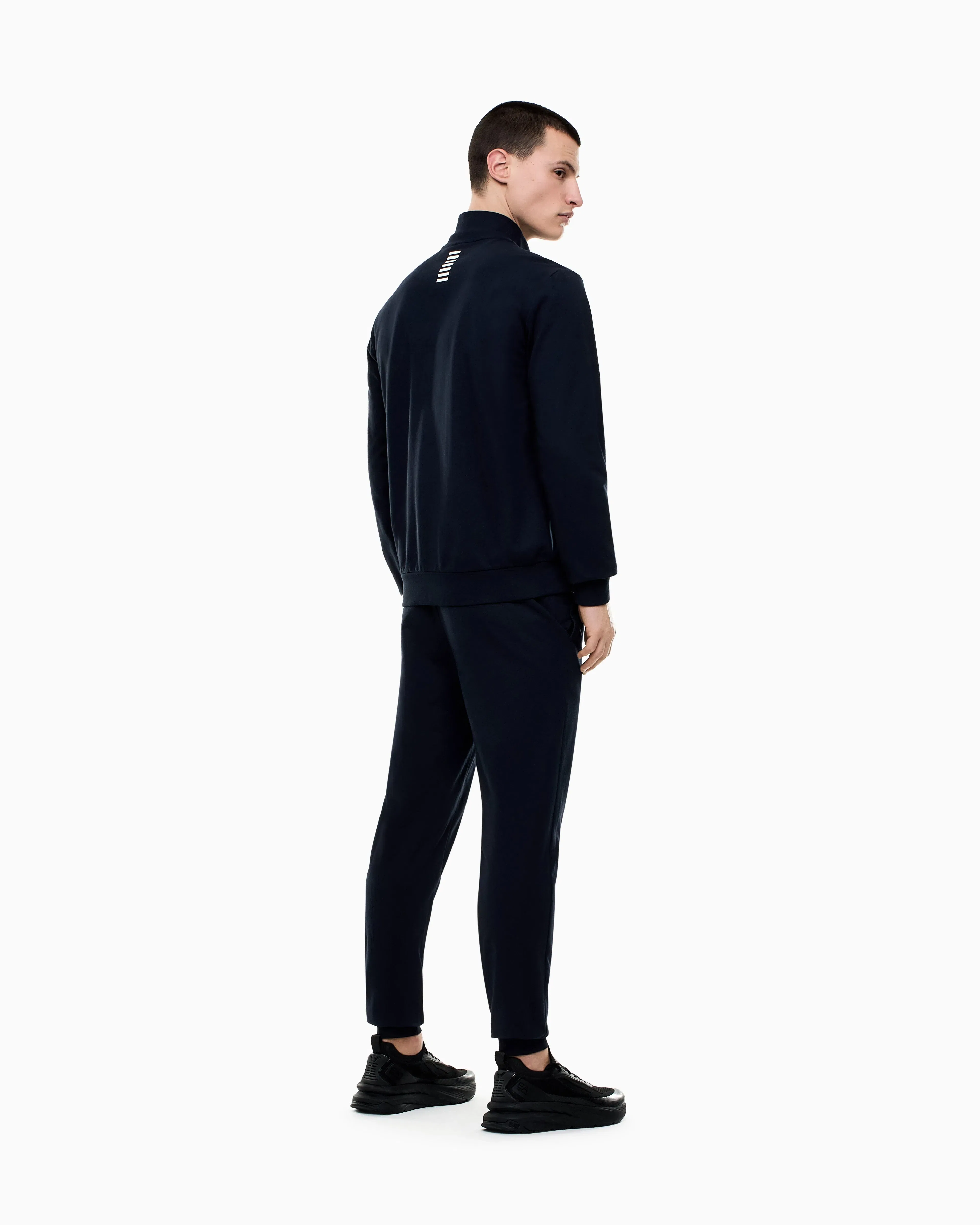 EA7 Cotton suit with zip and stand collar Core Identity