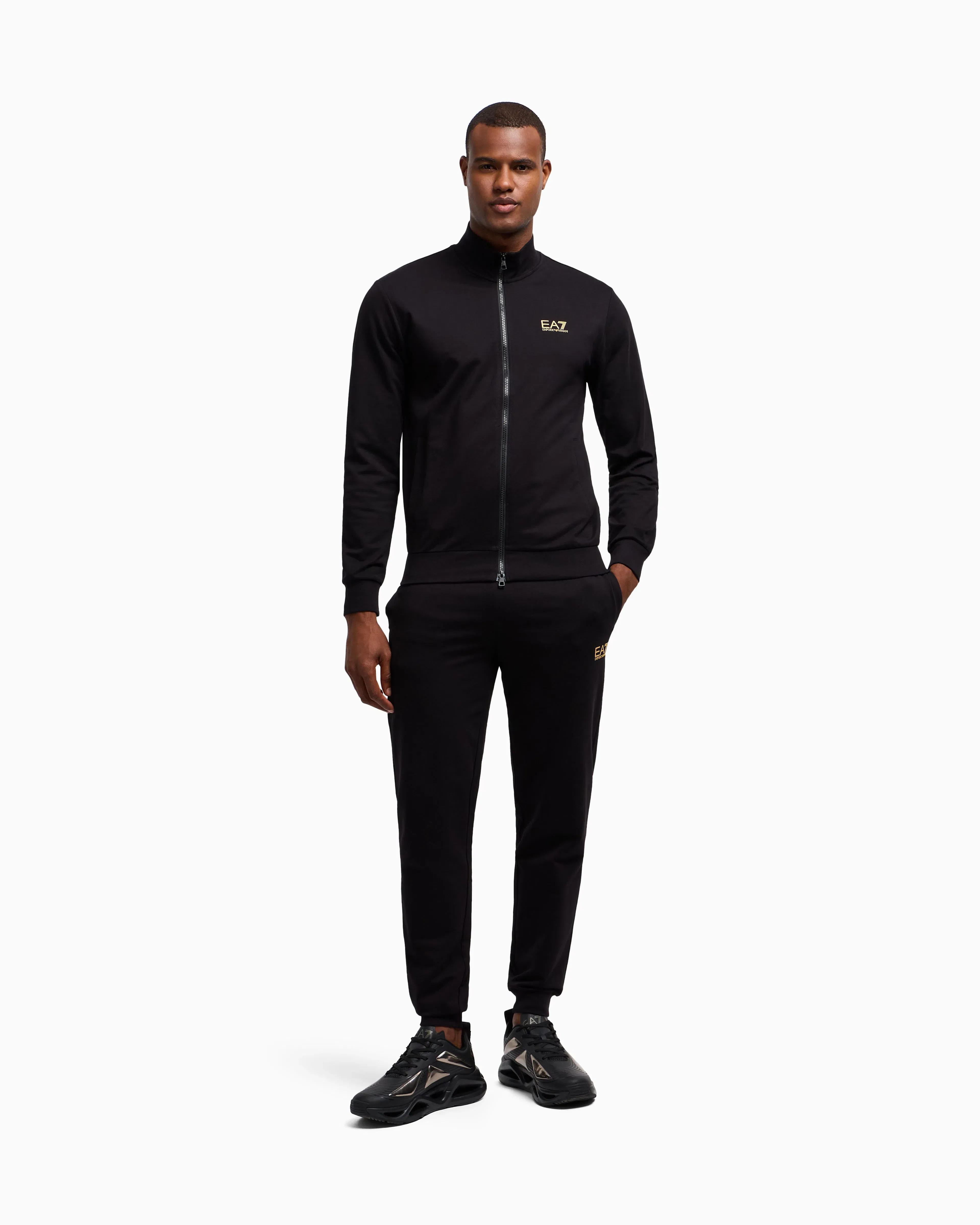EA7 Cotton suit with zip and stand collar Core Identity