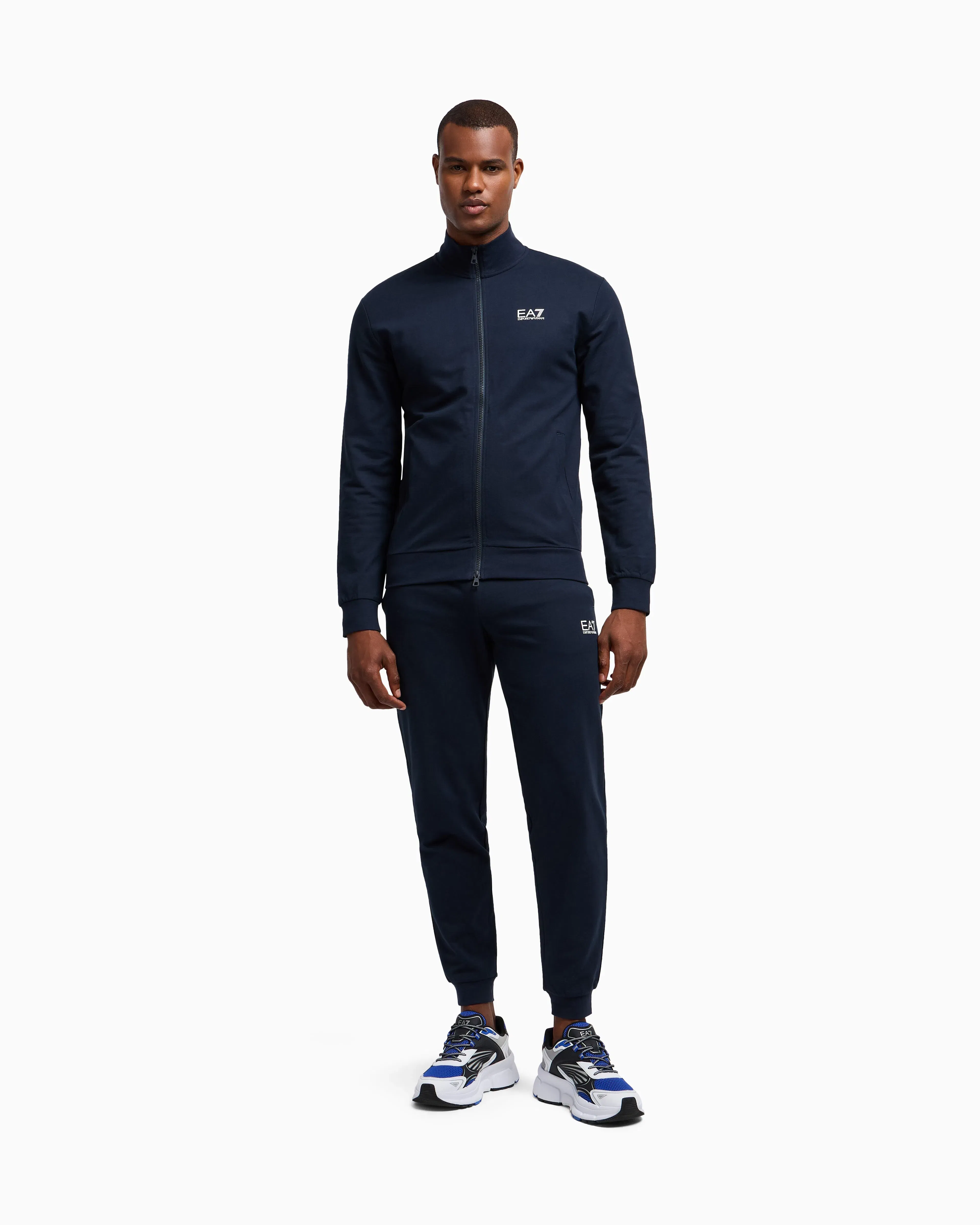 EA7 Cotton suit with zip and stand collar Core Identity