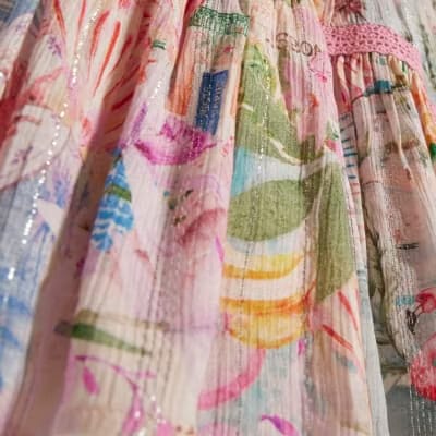 Pink Floral Shirred Mini Beach Dress