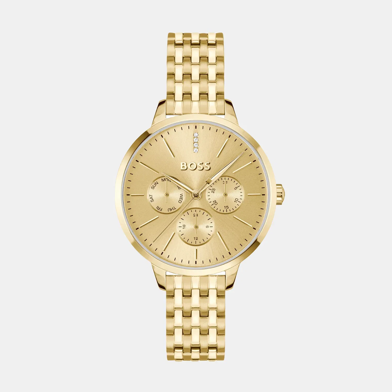 Boss Symphony Le Women Quartz Gold Dial Multi-Function Stainless Steel Watch 1502782