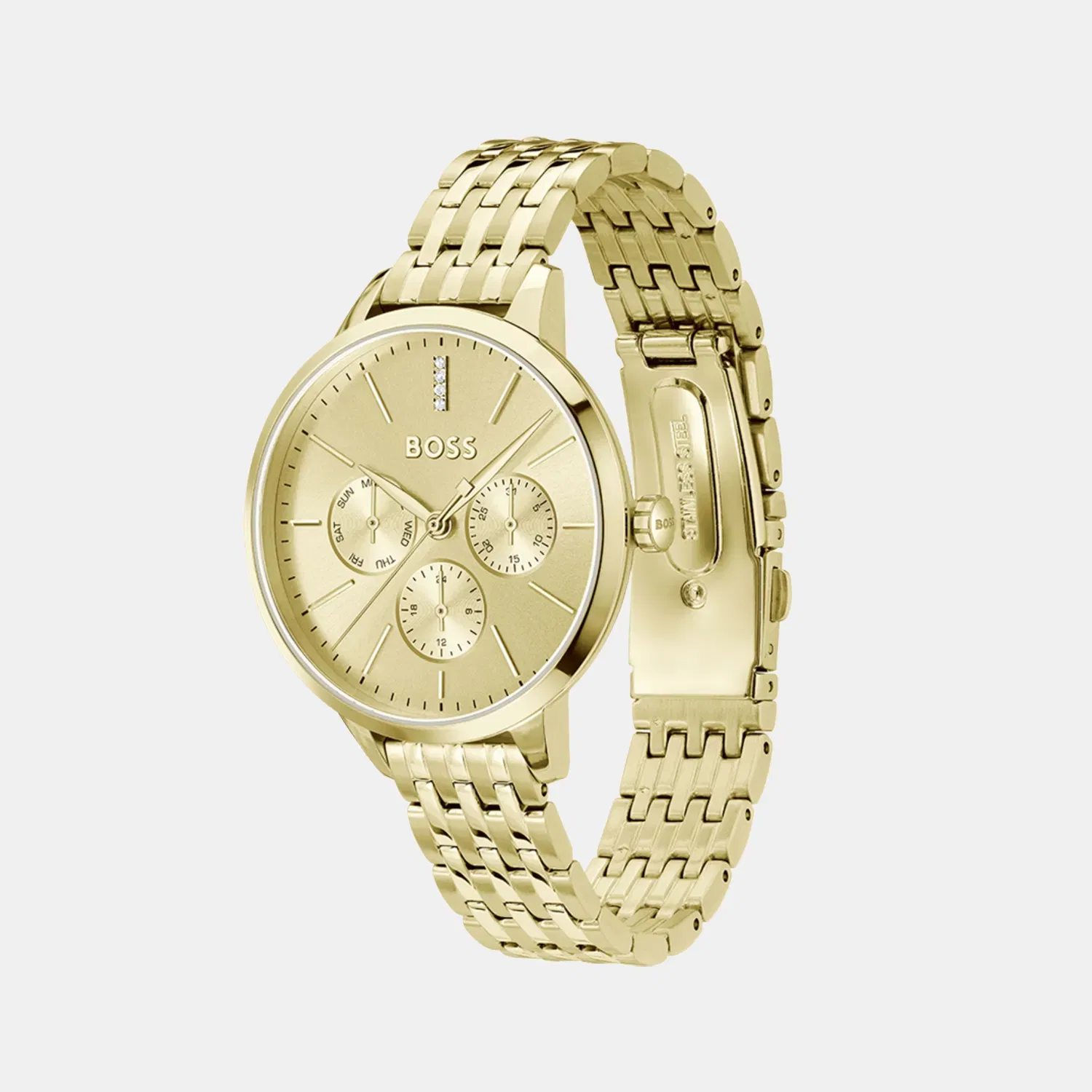 Boss Symphony Le Women Quartz Gold Dial Multi-Function Stainless Steel Watch 1502782