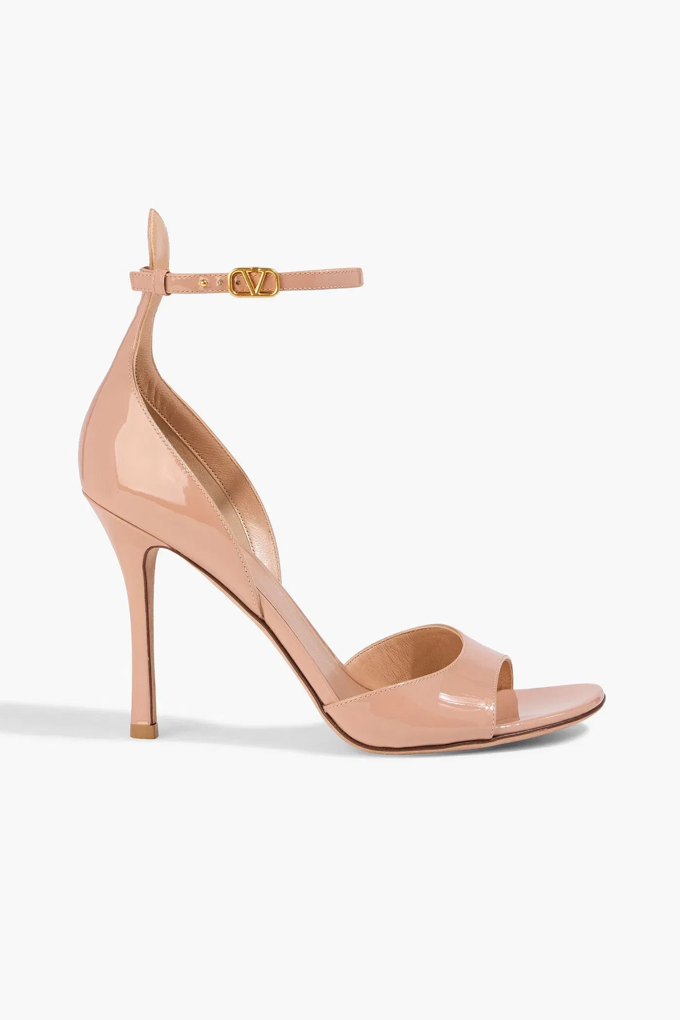Valentino Garavani Tan-Go 100 Patent-Leather Sandals Blush Women's