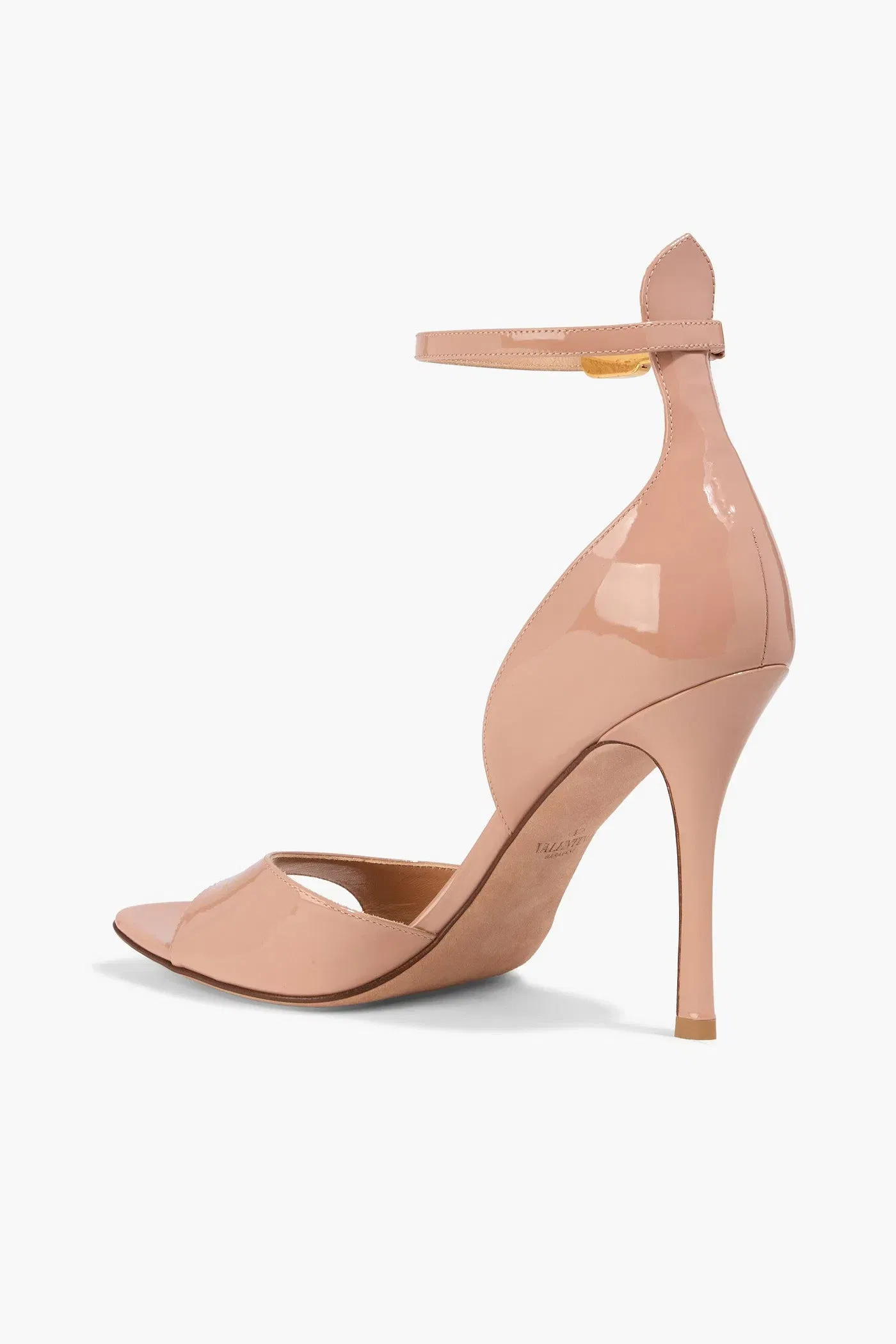 Valentino Garavani Tan-Go 100 Patent-Leather Sandals Blush Women's