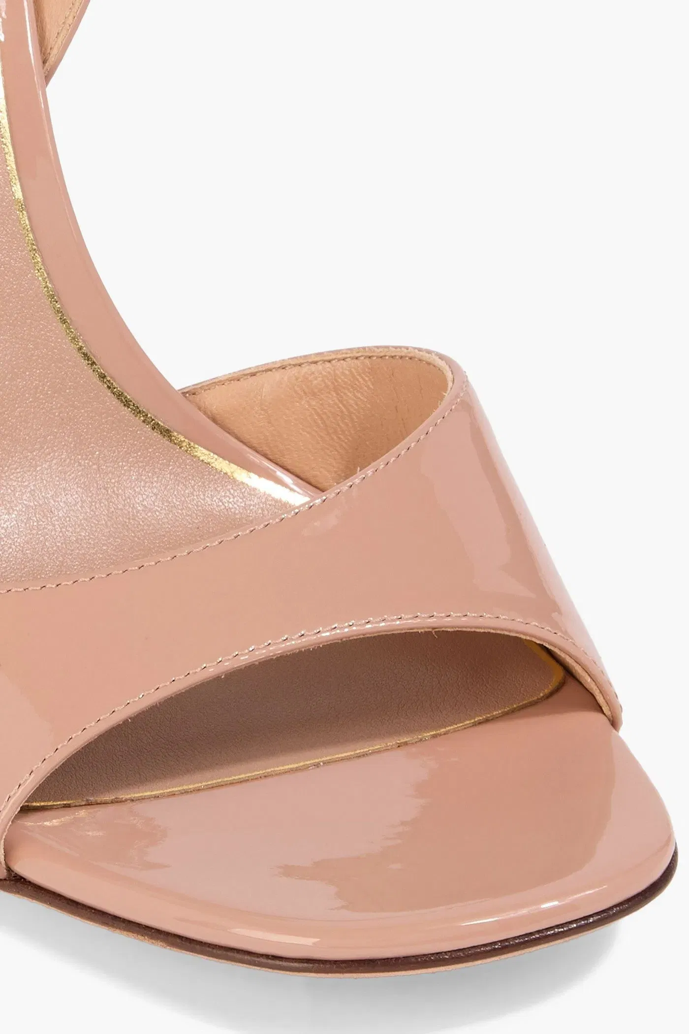 Valentino Garavani Tan-Go 100 Patent-Leather Sandals Blush Women's