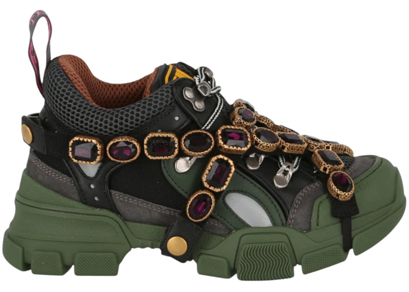 Gucci Flashtrek Sega Green Removable Crystal Womens