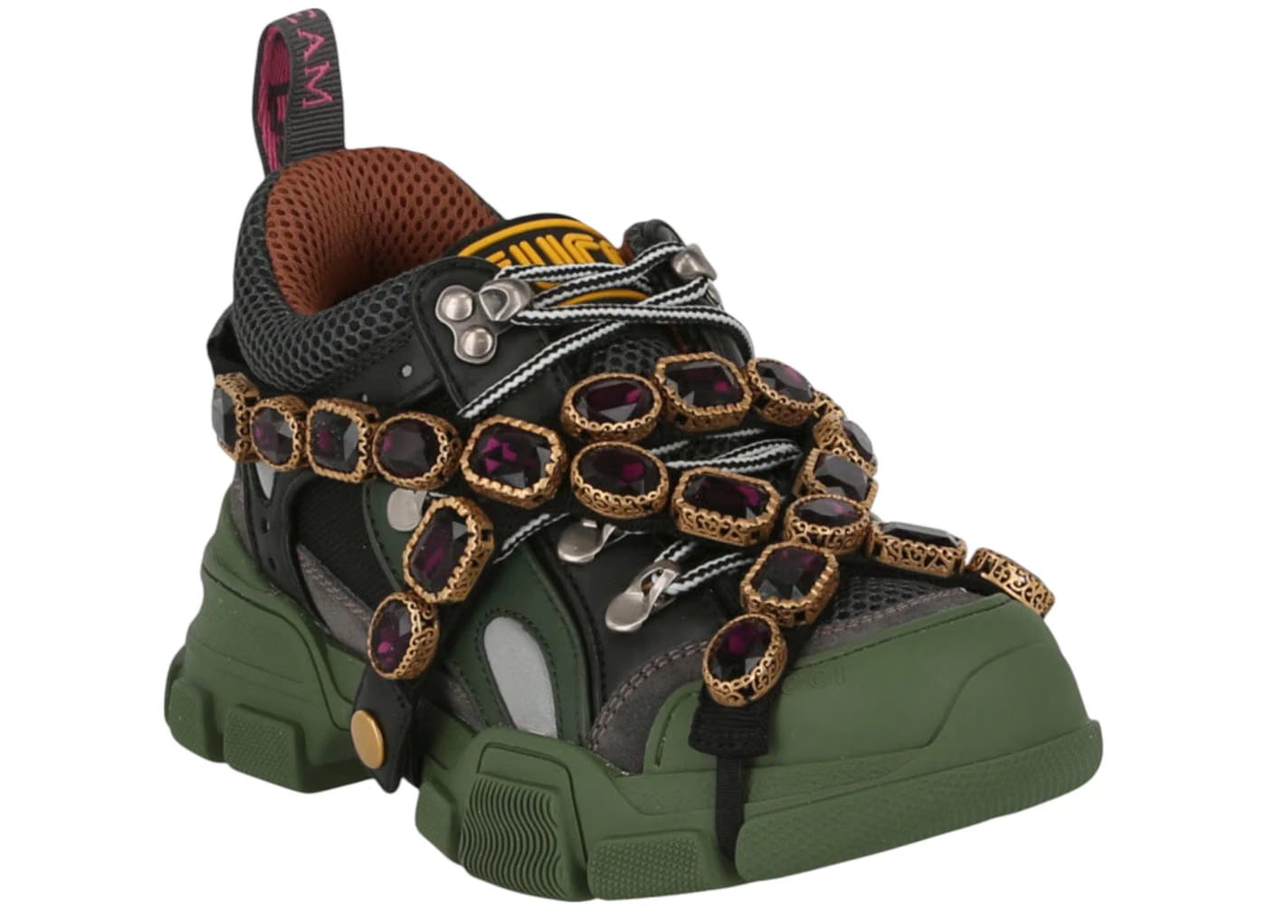 Gucci Flashtrek Sega Green Removable Crystal Womens