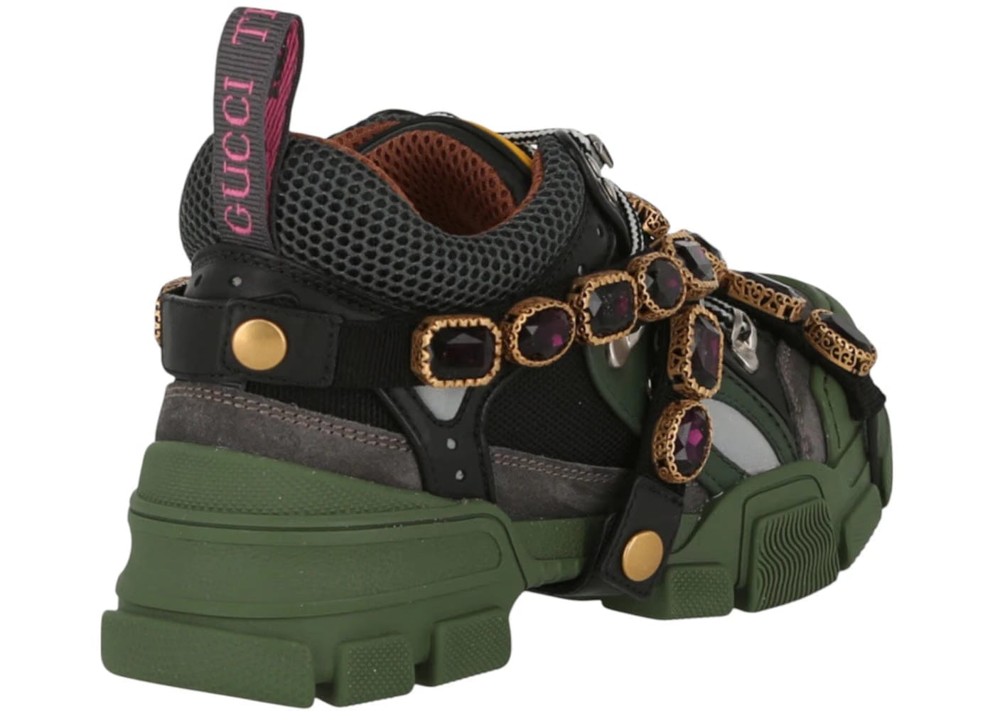 Gucci Flashtrek Sega Green Removable Crystal Womens