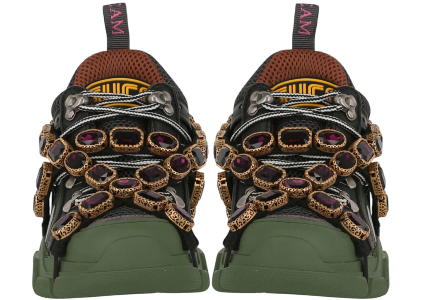 Gucci Flashtrek Sega Green Removable Crystal Womens