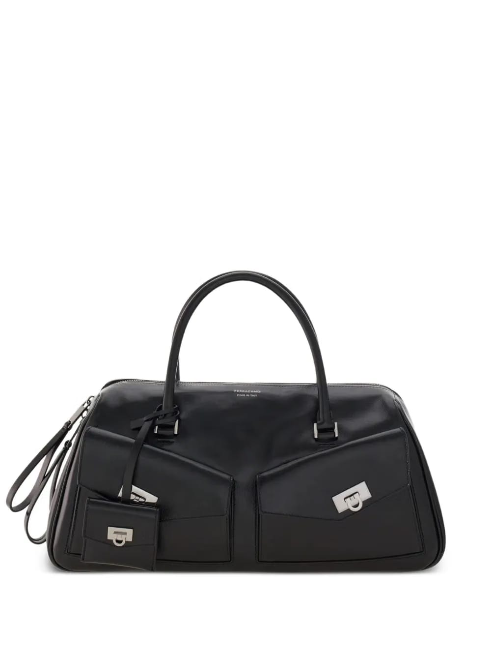 medium leather flap-pockets tote bag