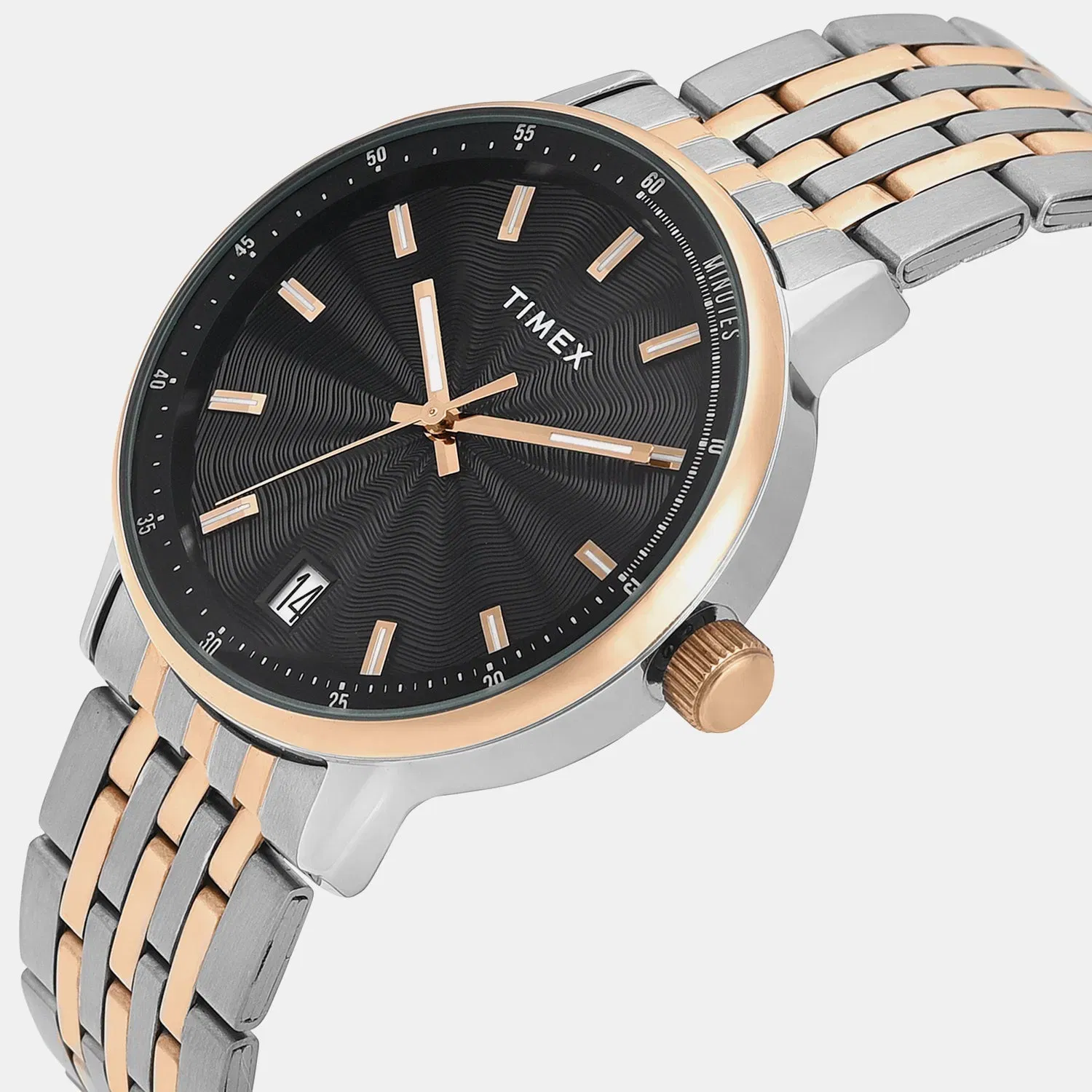Timex Trendline Men Quartz Black Dial Analog Stainless Steel Watch Tweg25411
