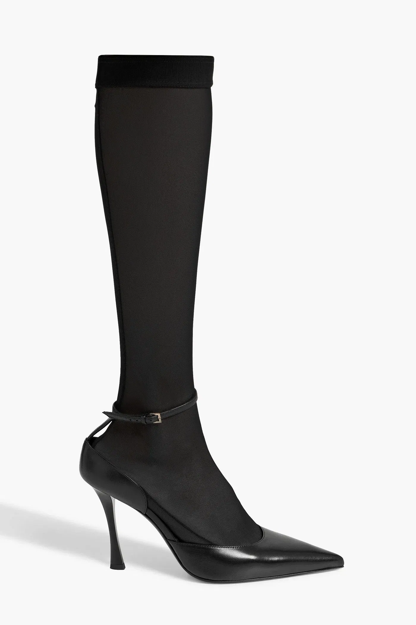 Givenchy Show Stocking Leather Pumps And Socks Set Black Women's