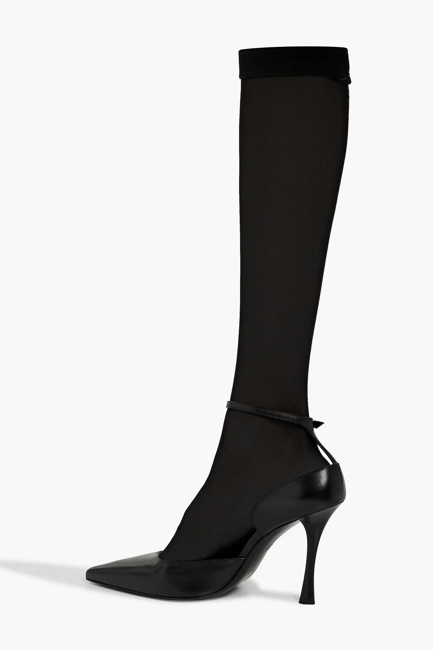 Givenchy Show Stocking Leather Pumps And Socks Set Black Women's