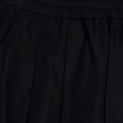 Petite Black Poplin Barrel Leg Trousers