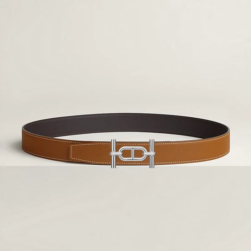 Ancre belt buckle & Reversible leather strap 32 mm