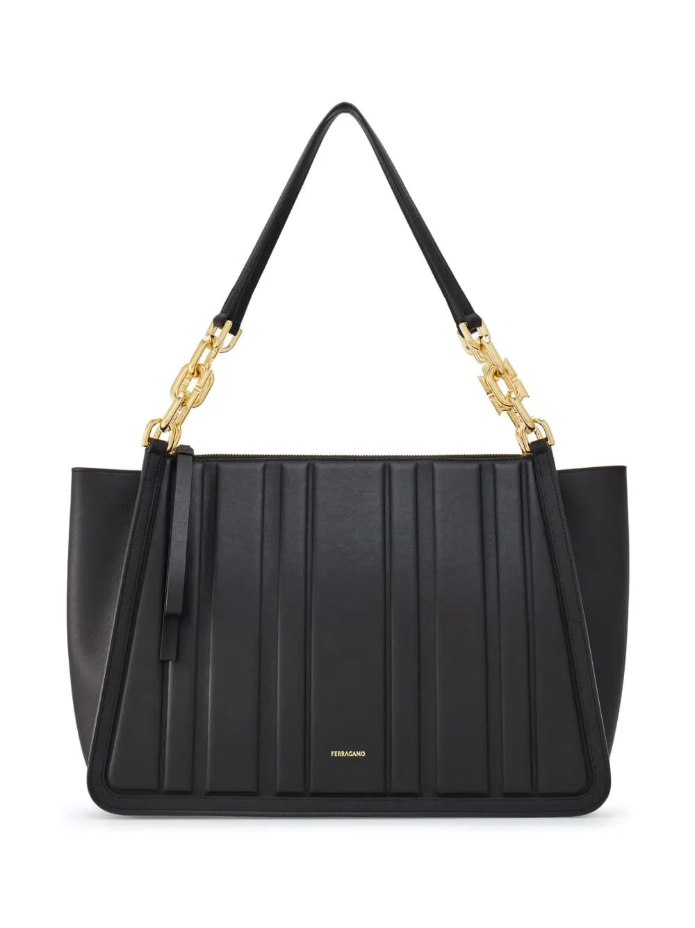 panelled-design leather tote bag