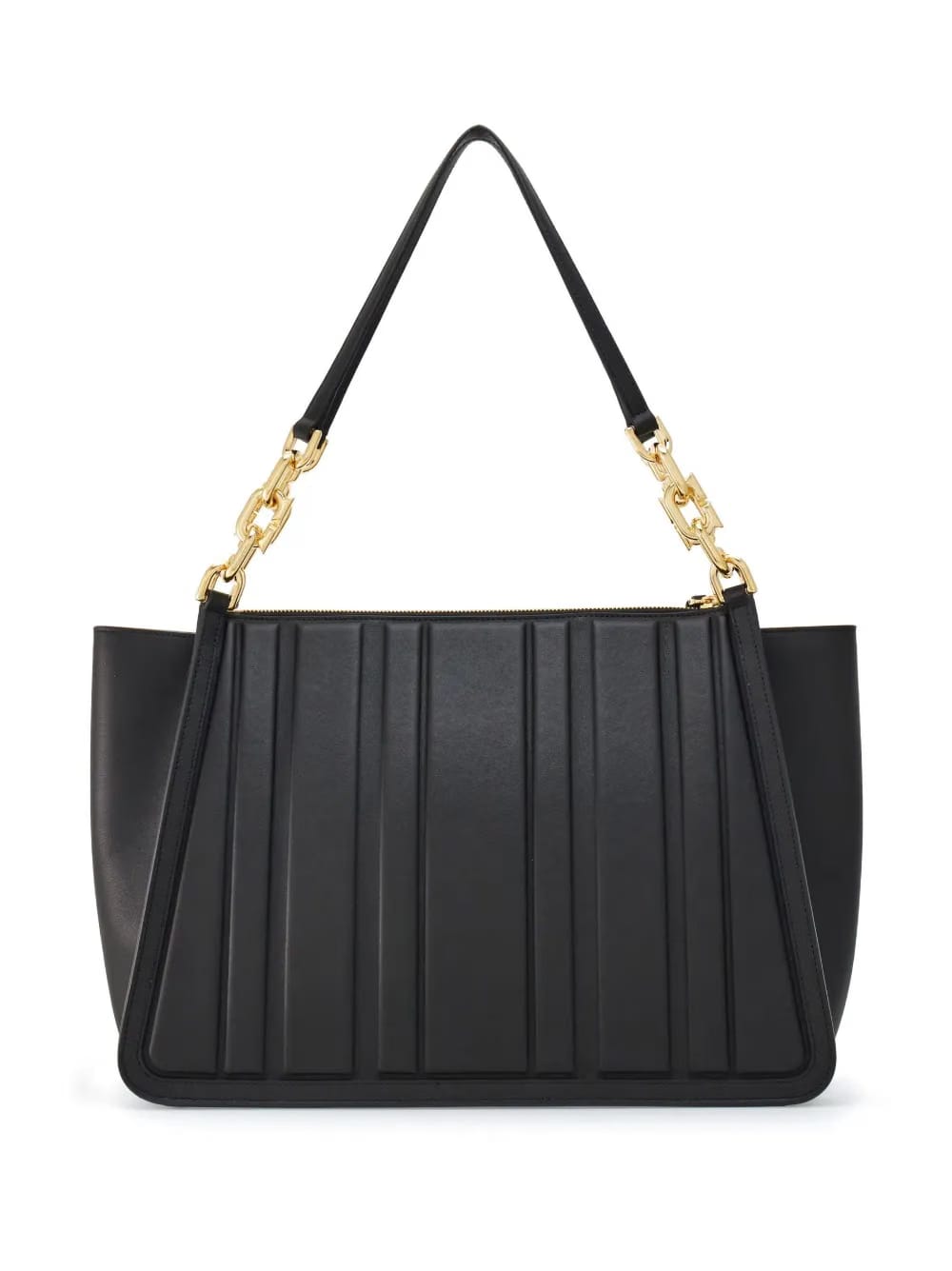 panelled-design leather tote bag