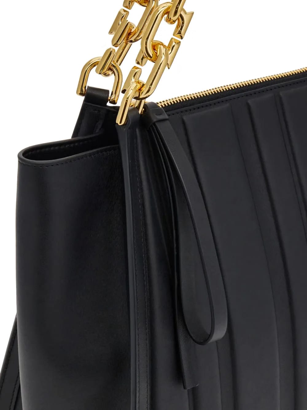 panelled-design leather tote bag