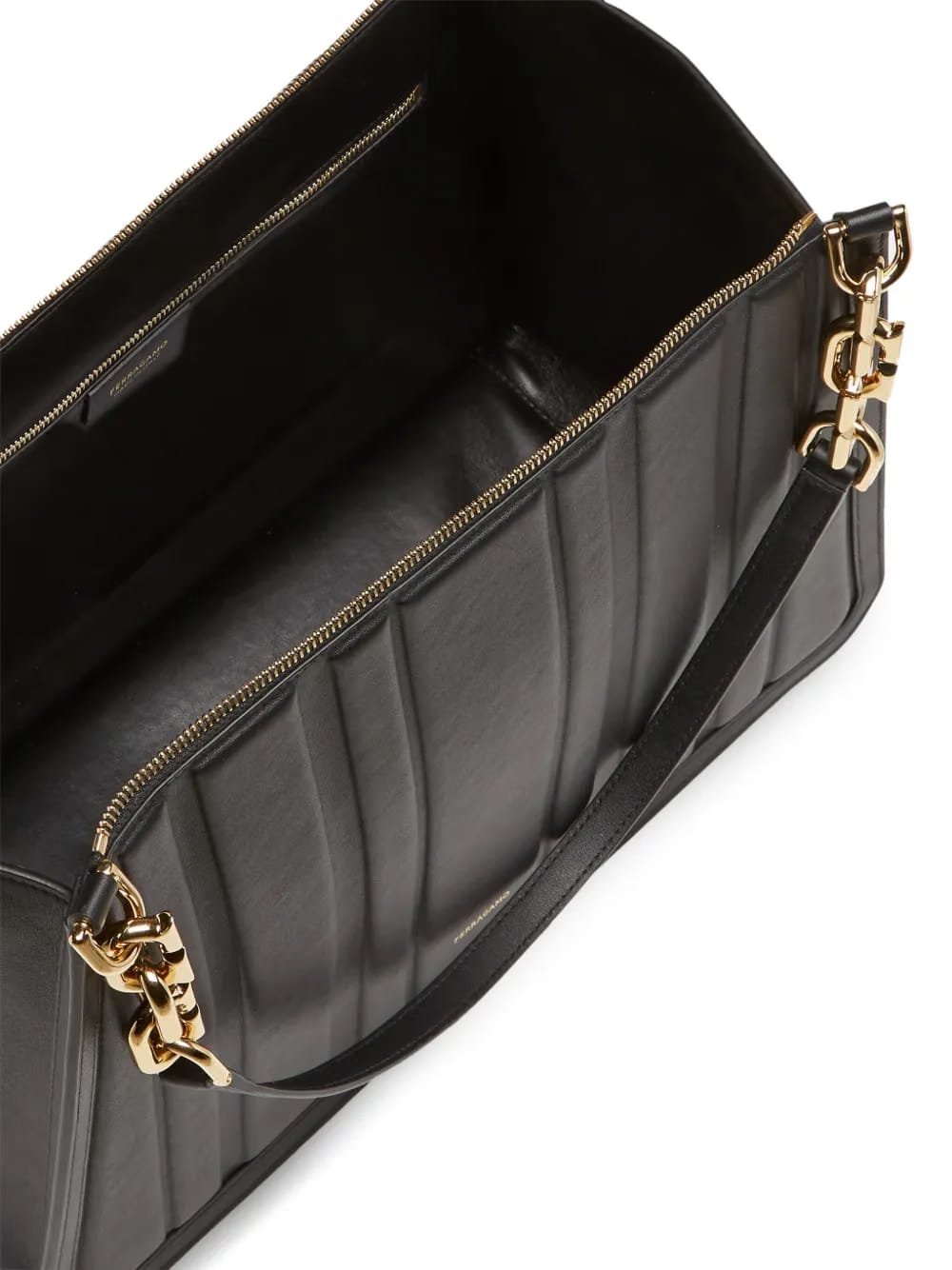 panelled-design leather tote bag