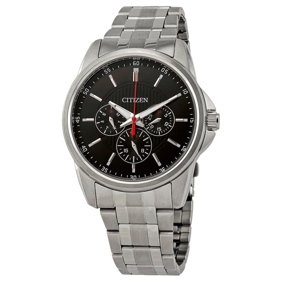 Citizen Quartz Black Dial Stainless Steel Mens Watch